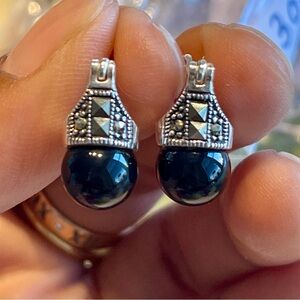 Solid sterling silver 925 Marcasite earrings